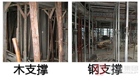 模支撑 钢支撑的对比图